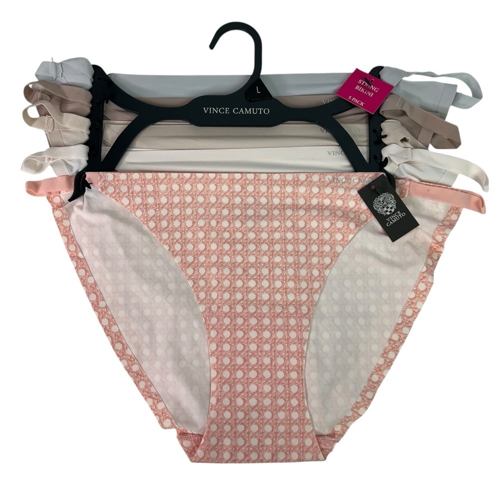 Vince Camuto Women’s Panties Sz Large Pkg/5 String Bikini Multi Colors Tag Free